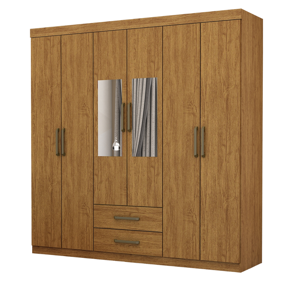 Guarda-Roupa 6 Portas(Com Espelho/Sem Pés)Áries Cinamono – CARIOCA MÓVEIS - Imagem 2