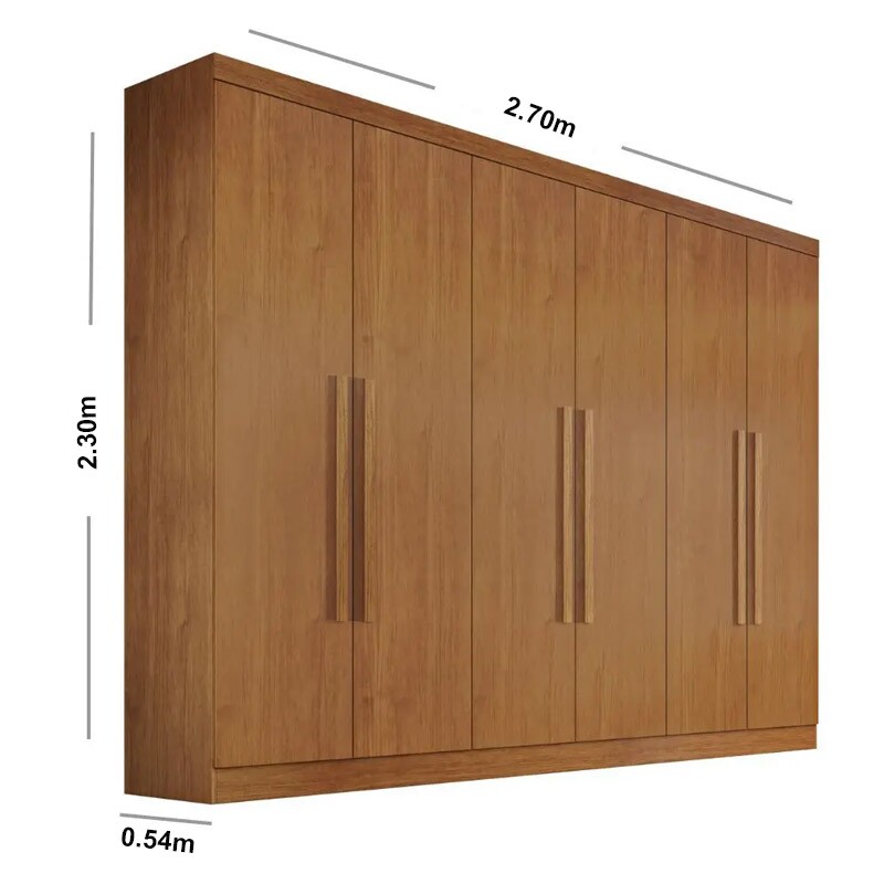 Guarda-Roupa Casal 6 Portas Larg. 2.70m Genova Nature Bianchi - Imagem 3