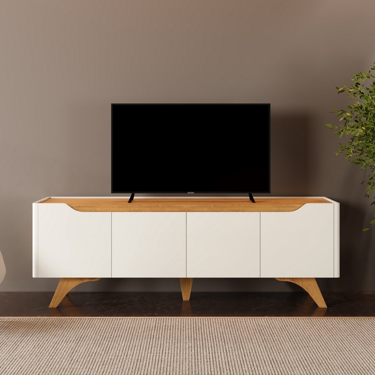 Rack até 75″ Atenas 1.8 Off White/Naturale – MAVAULAR - Imagem 2