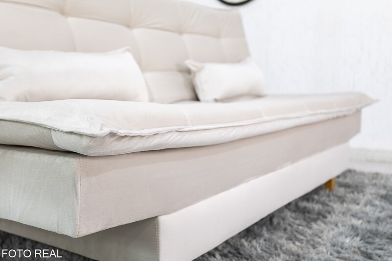 Sofá Cama Premium Larg. 1.80m Veludo Bege 2269 - Imagem 6