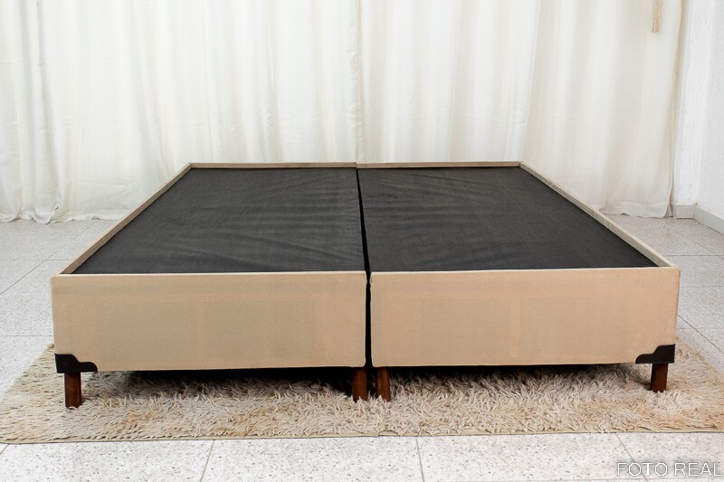 Base Box Queen Bipartida Zeus 162x200x38 Sued Capuccino SE - Imagem 2