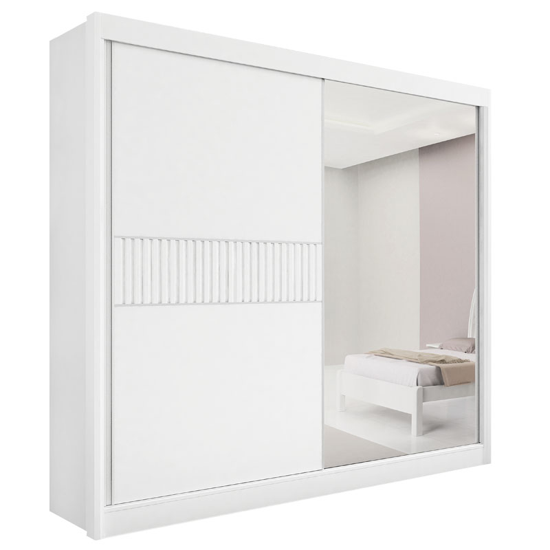 Guarda-Roupa Casal 2 Portas Titanium Ripado MDF Branco Larg. 2.20m D Doro - Imagem 5