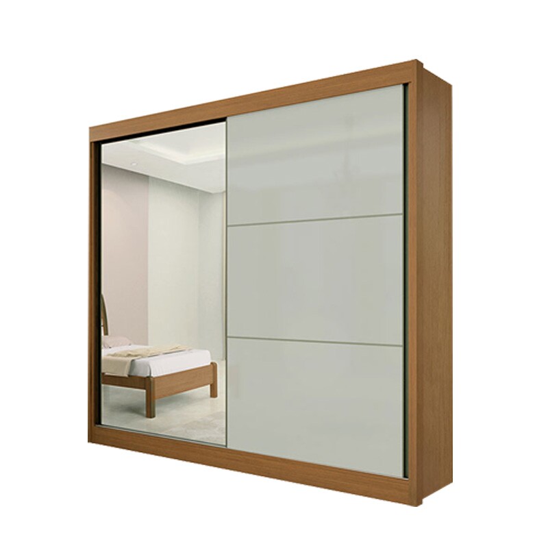 Guarda-Roupa Casal 2 Portas Titanium c/1Espelho MDF Cinamomo/Off Larg. 2.20m D Doro - Imagem 5