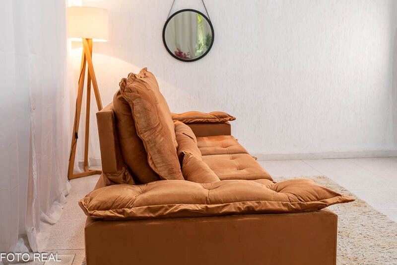 Sofá Retrátil Reclinável Grécia 2.70m Veludo Terracota - Sem Caixa - Imagem 8