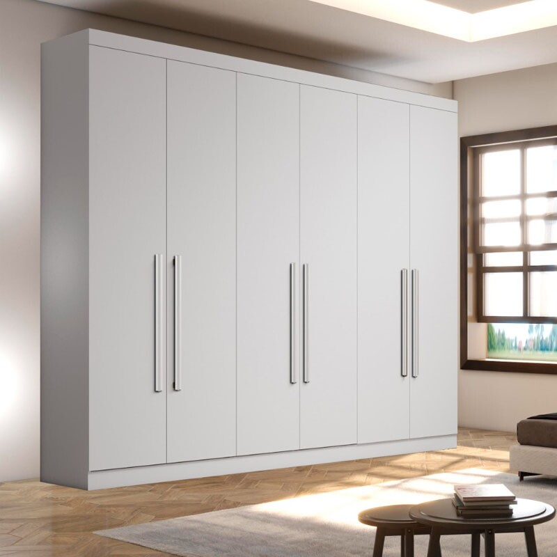 Guarda-Roupa Casal 6 Portas Larg. 2.70m Genova Branco Bianchi