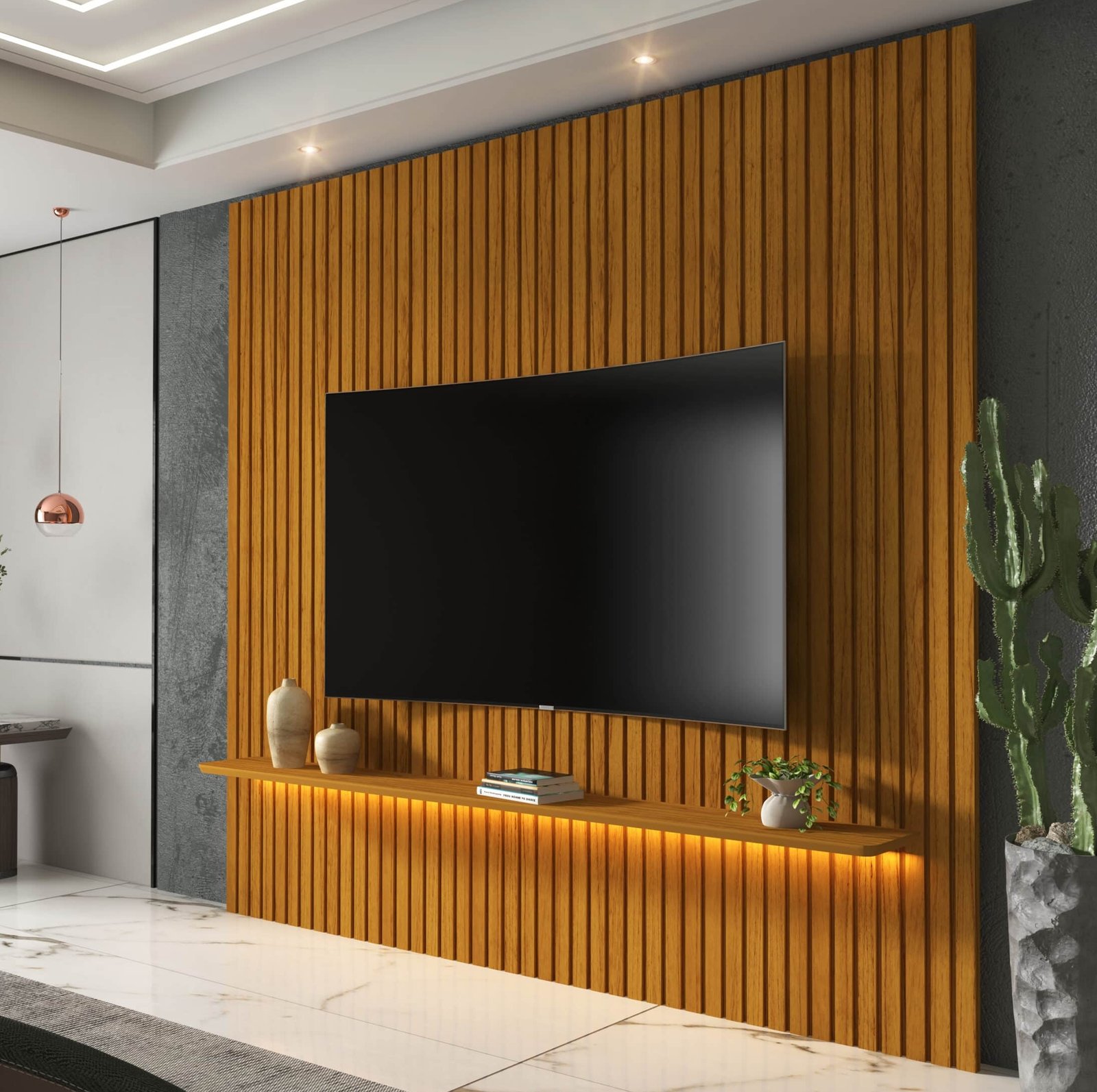 Painel até 75" Nobre Ripado 185 Naturale - GELIUS