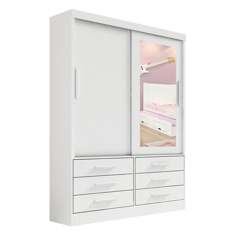 Guarda-Roupa Solteiro 2 portas Merídian Branco Larg. 1.35m D Doro