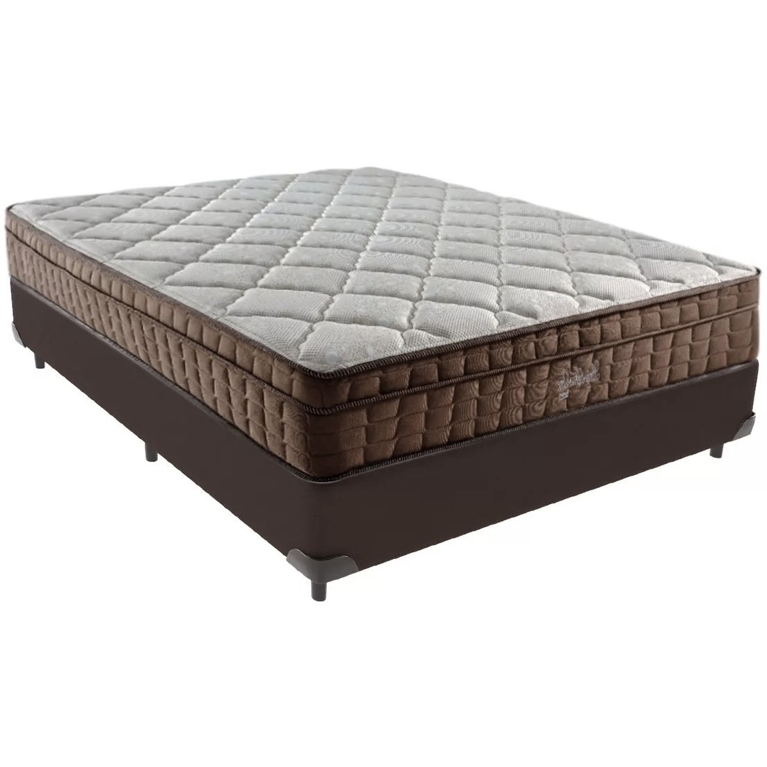 Colchão Casal Star One D28/AG D70 + Base Box Simples Corino Marrom – ANJOS COLCHÕES + ALTO NÍVEL CAMAS E COLCHÕES