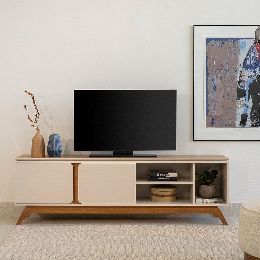 Rack até 70" Istambul Nature/Off White - LINEA BRASIL