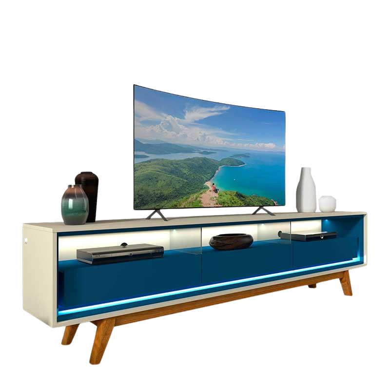 Rack até 75″ Requinte 212 Off White/Azul – GELIUS - Imagem 2