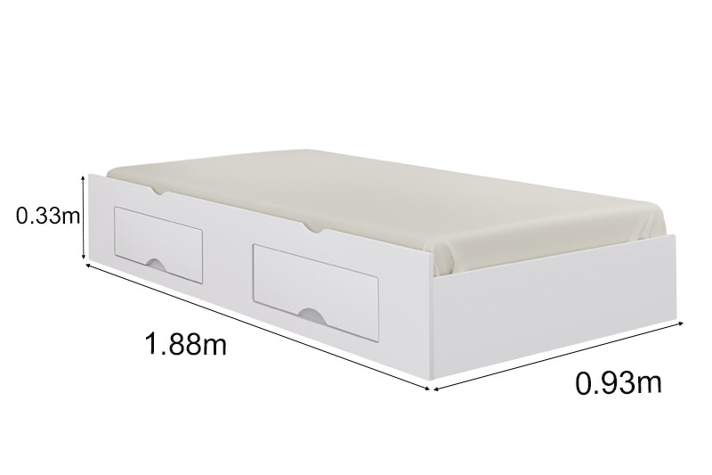 Cama Auxiliar Solteiro 2 Gavetas Branca D Doro - Imagem 2