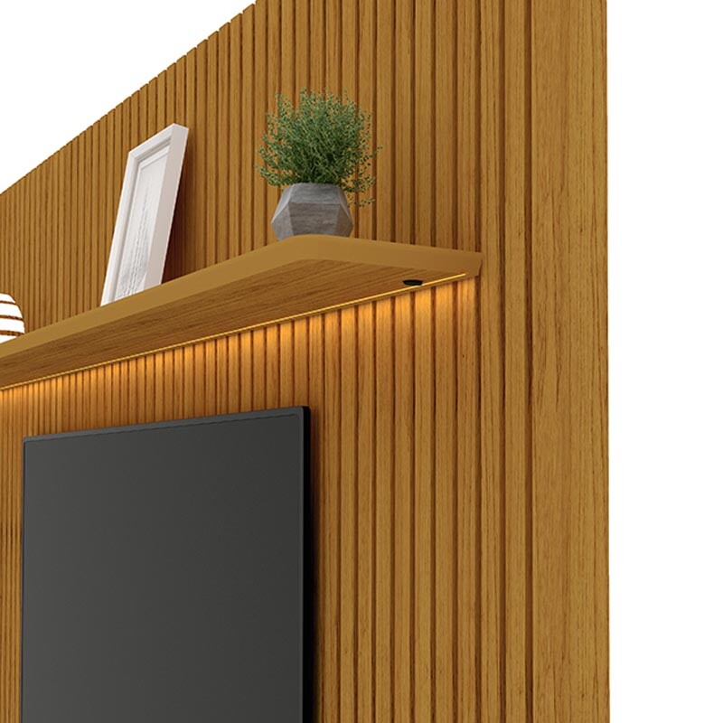 Painel Nobre Larg. 1.85m + Rack Requinte Larg. 1.72m C/LED Naturale/Off Gelius - Imagem 9