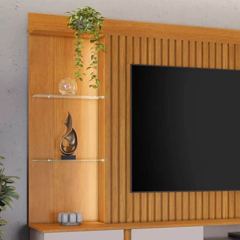Home Amparo Ripado C/LED TV até 60 Polegadas Larg. 1.82m Cinamomo/Off JCM - Imagem 7