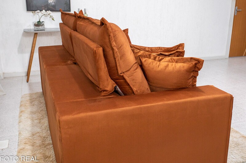 Sofá Retrátil Reclinável Ferrara 2.50m Veludo Terracota D33 e Molas Ensacadas - Imagem 7