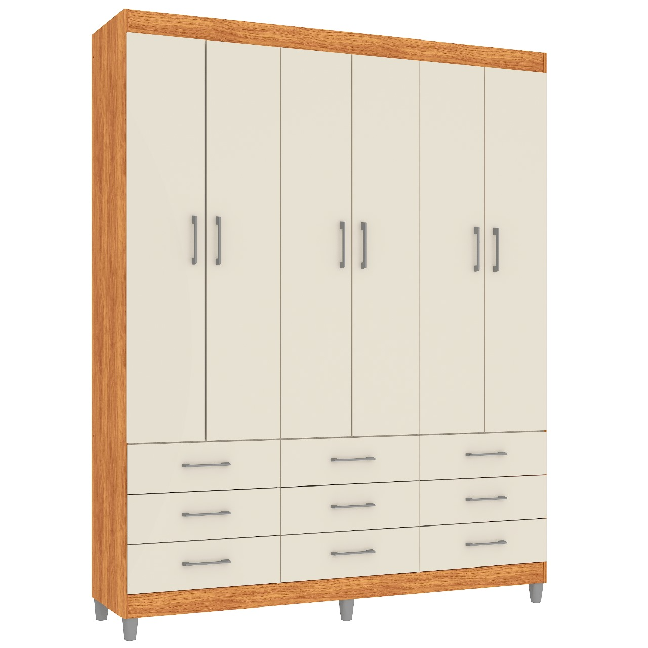 Guarda-Roupa 6 Portas Paraty 3690 1,50 m Cinamono/Off White - FELLICCI - Imagem 2