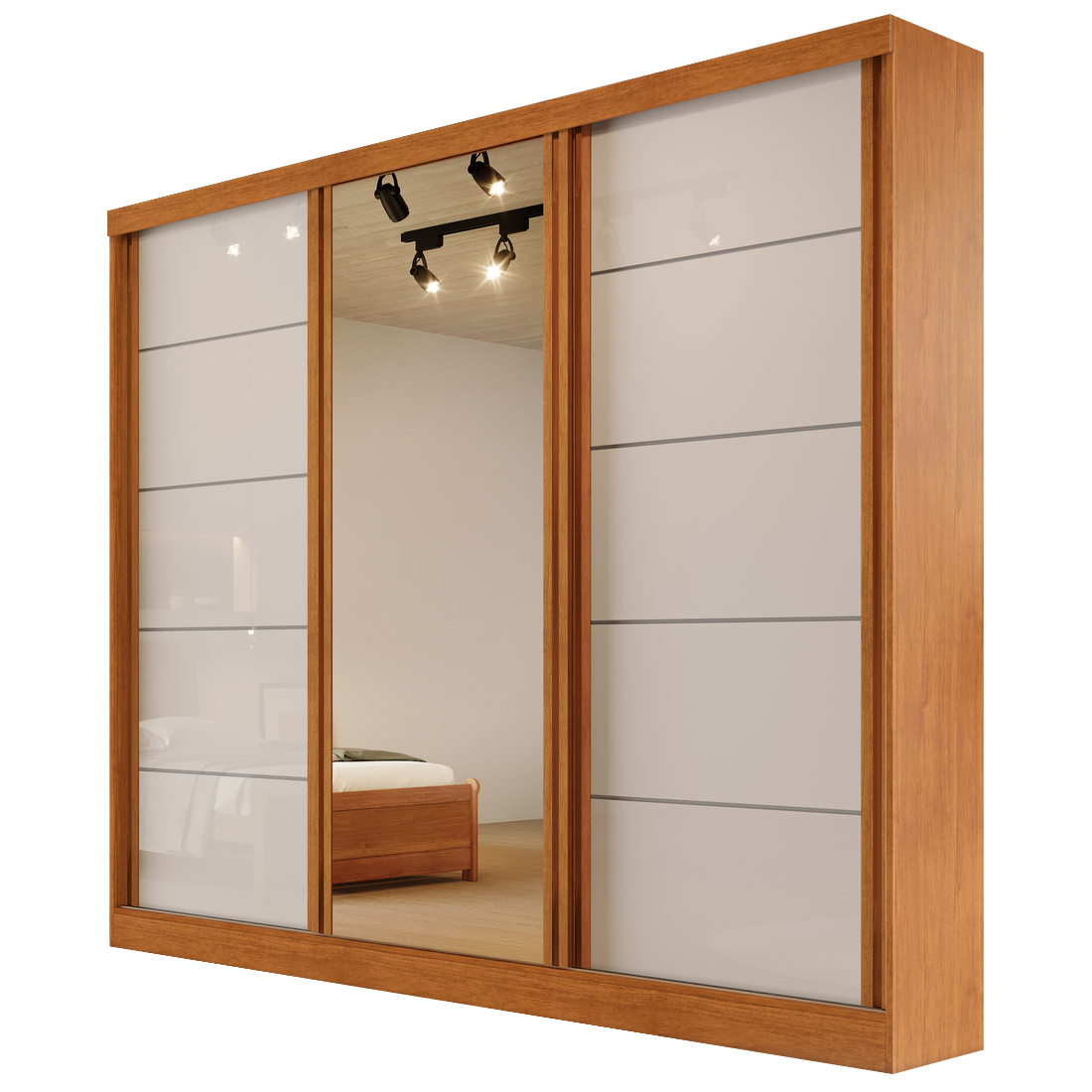 Guarda-Roupa 3 Portas Capri 2,21 m Nature/Off White - BIANCHI - Imagem 7