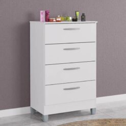 Cômoda com 4 Gavetas Branco Poquema