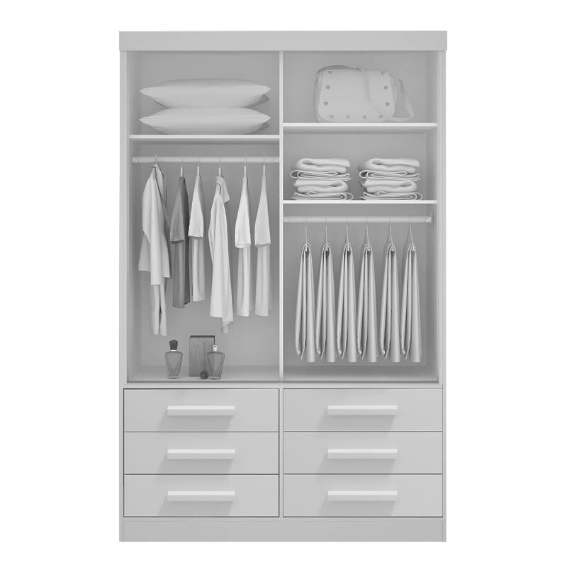 Guarda-Roupa Solteiro Meridian Plus 2 Portas 6 Gavetas Cinamomo/Off White Larg. 1.35m D Doro - Imagem 2