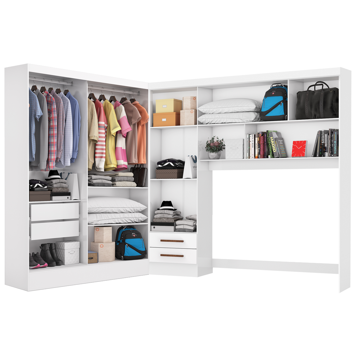 Modulado 4 Portas + Guarda-Roupa 2 Portas Santiago Plus Branco - CARIOCA MÓVEIS - Imagem 3