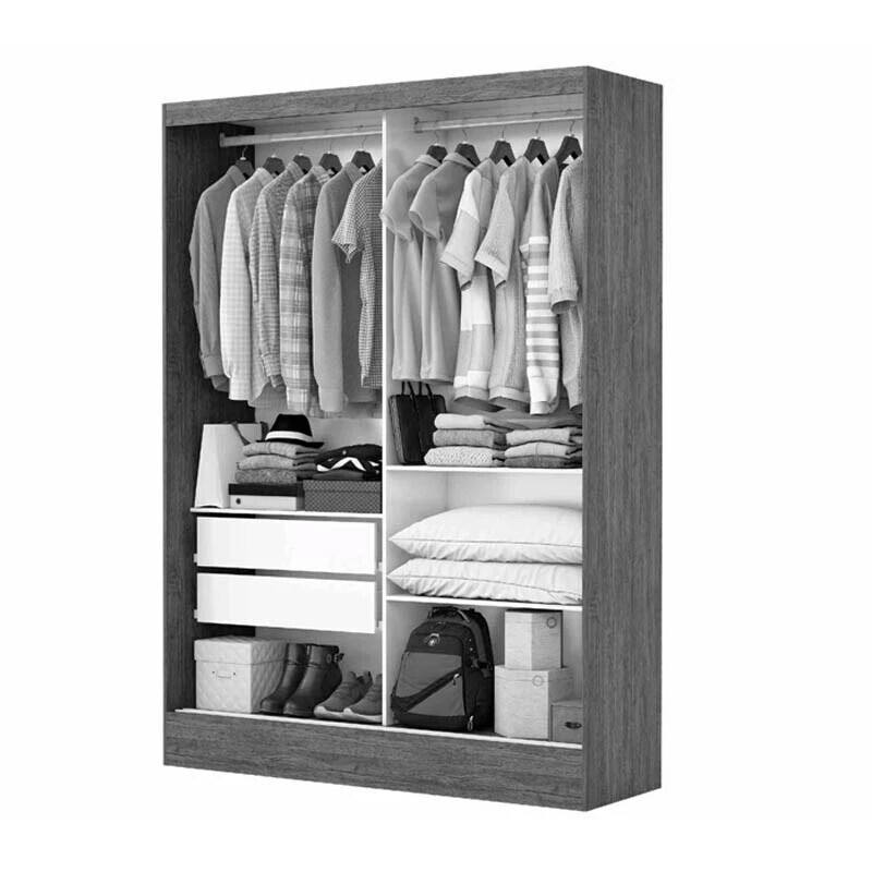 Guarda-Roupa Solteiro Santiago 2 Portas Larg. 1.31m Com Espelho e Pés Branco Carioca Móveis - Imagem 2