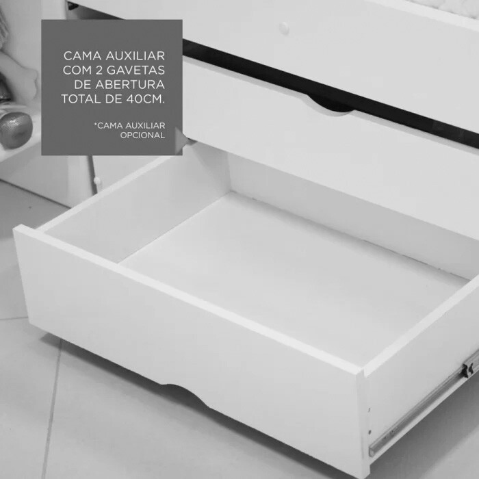Cama Auxiliar Solteiro 2 Gavetas Ypê D Doro - Imagem 3