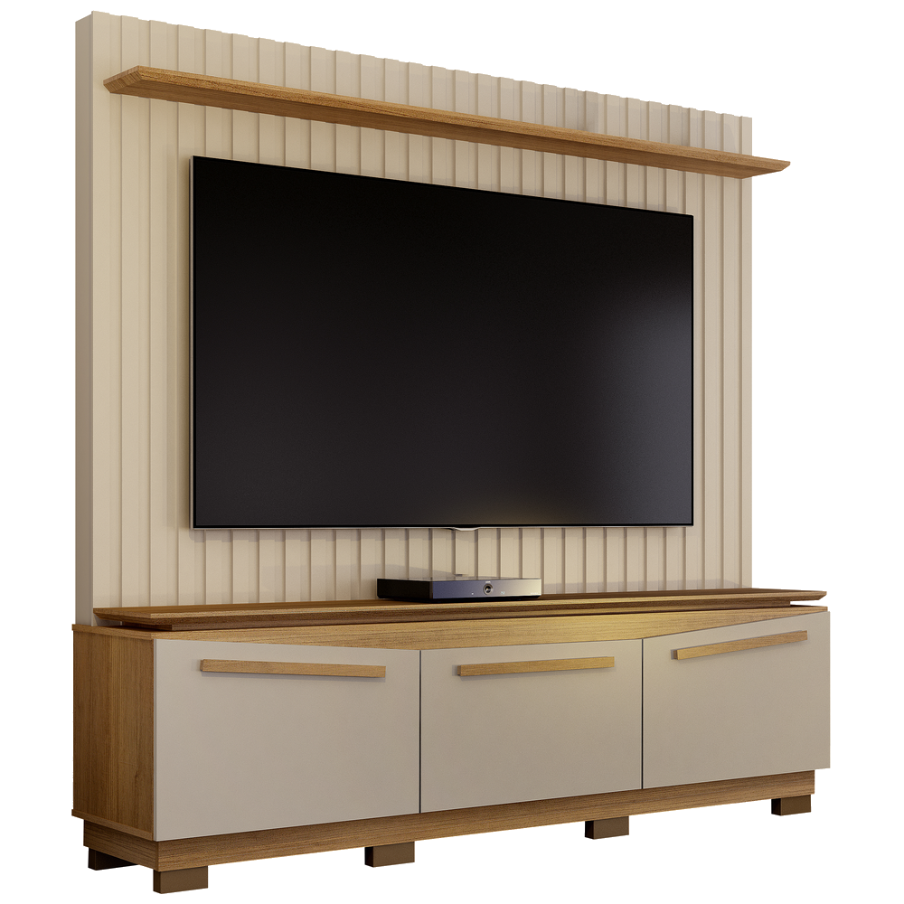 Home Theater até 75" Montreal Off White/Cinamono - VALDEMÓVEIS - Imagem 2