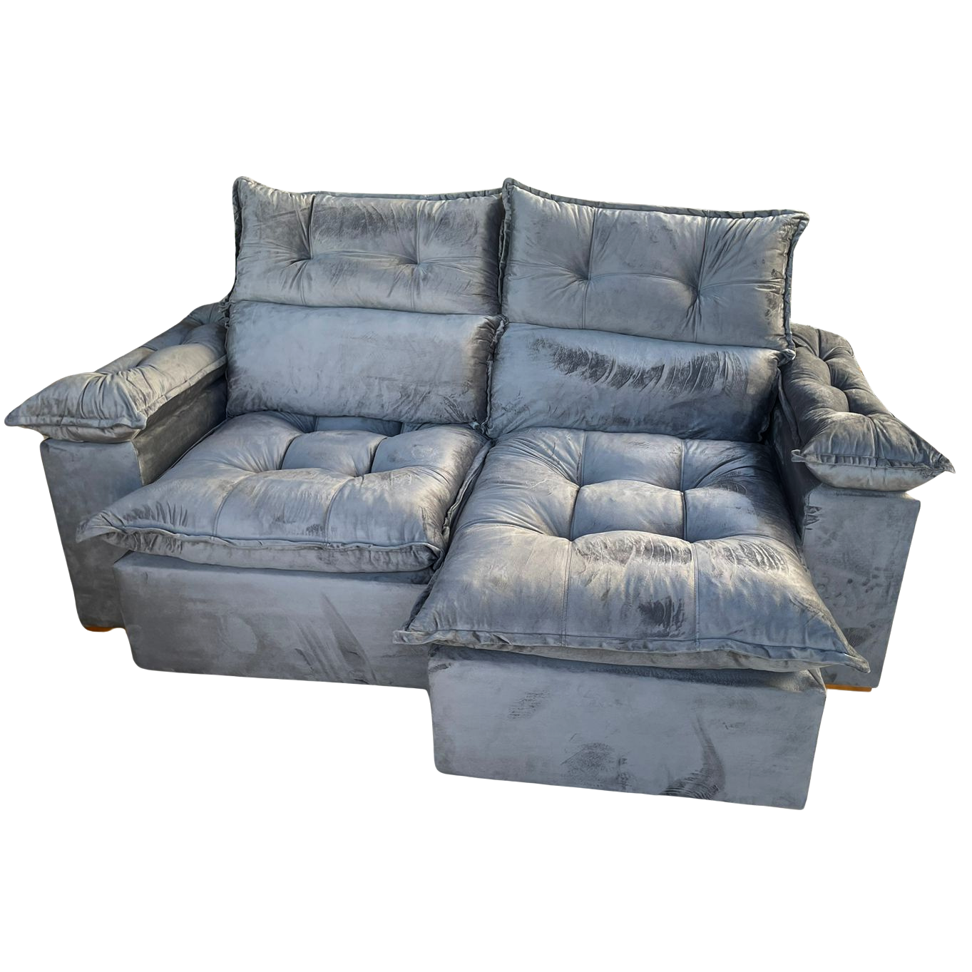 Sofá Retrátil e Reclinável Imperial 2,00 m Veludo Jolie Cinza 08 - IMPERIAL DECOR - Imagem 3