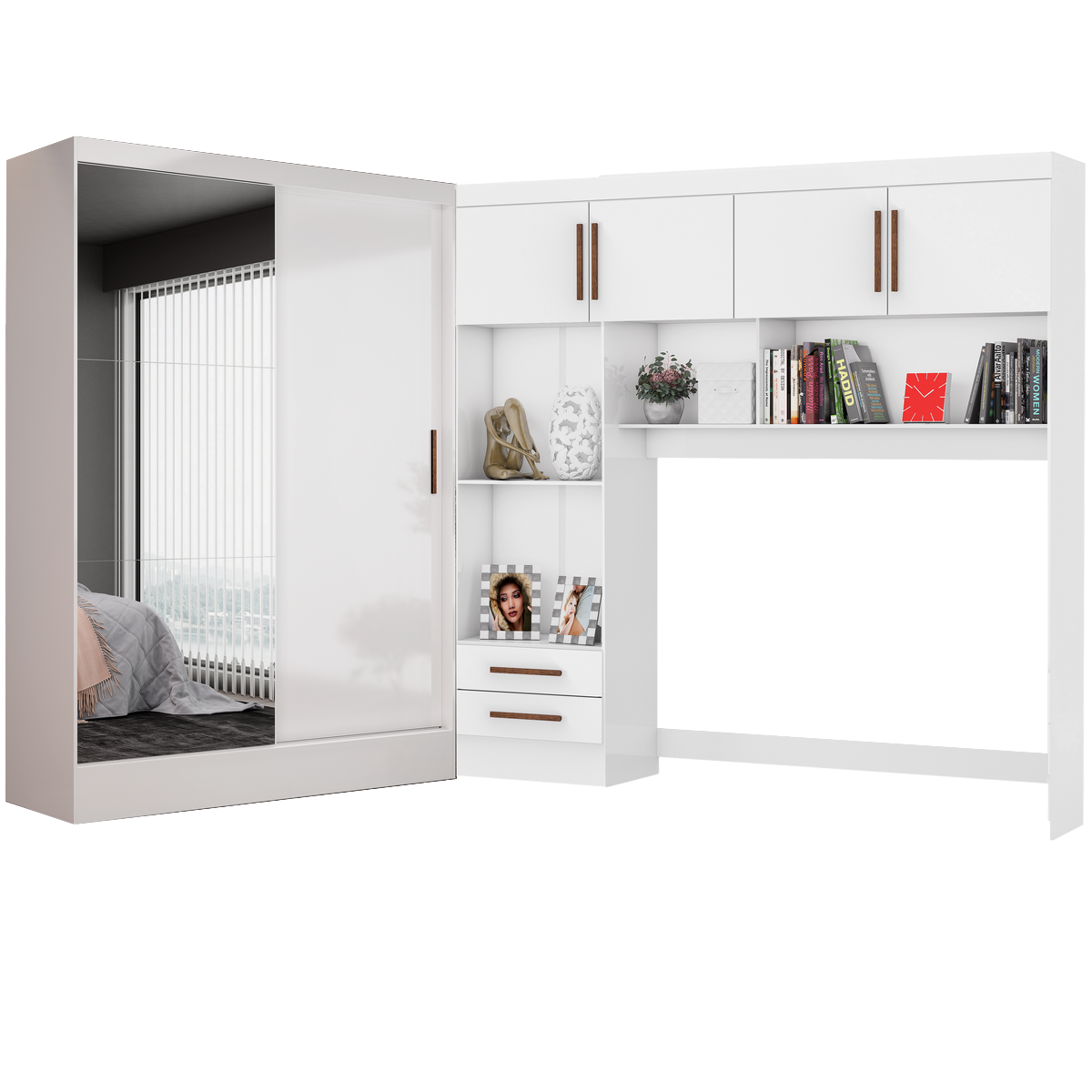 Modulado 4 Portas + Guarda-Roupa 2 Portas Santiago Plus Branco - CARIOCA MÓVEIS - Imagem 2