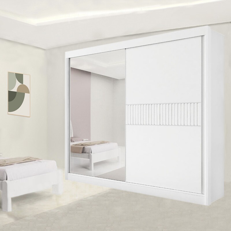 Guarda-Roupa Casal 2 Portas Titanium Ripado MDF Branco Larg. 2.20m D Doro