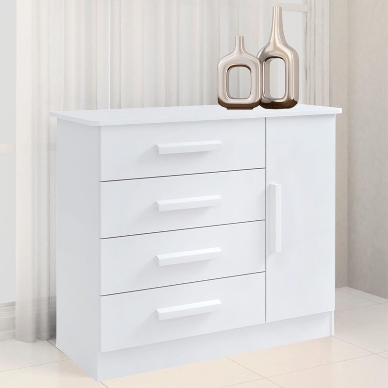 Cômoda 4 Gavetas e Sapateira Firenze Branco D Doro
