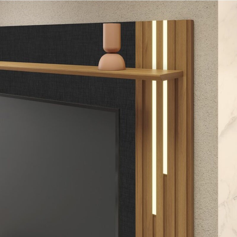 Painel NT 1345 Ripado TV até 65 Polegadas Larg. 1.80m Preto/Freijó Notável - Imagem 4