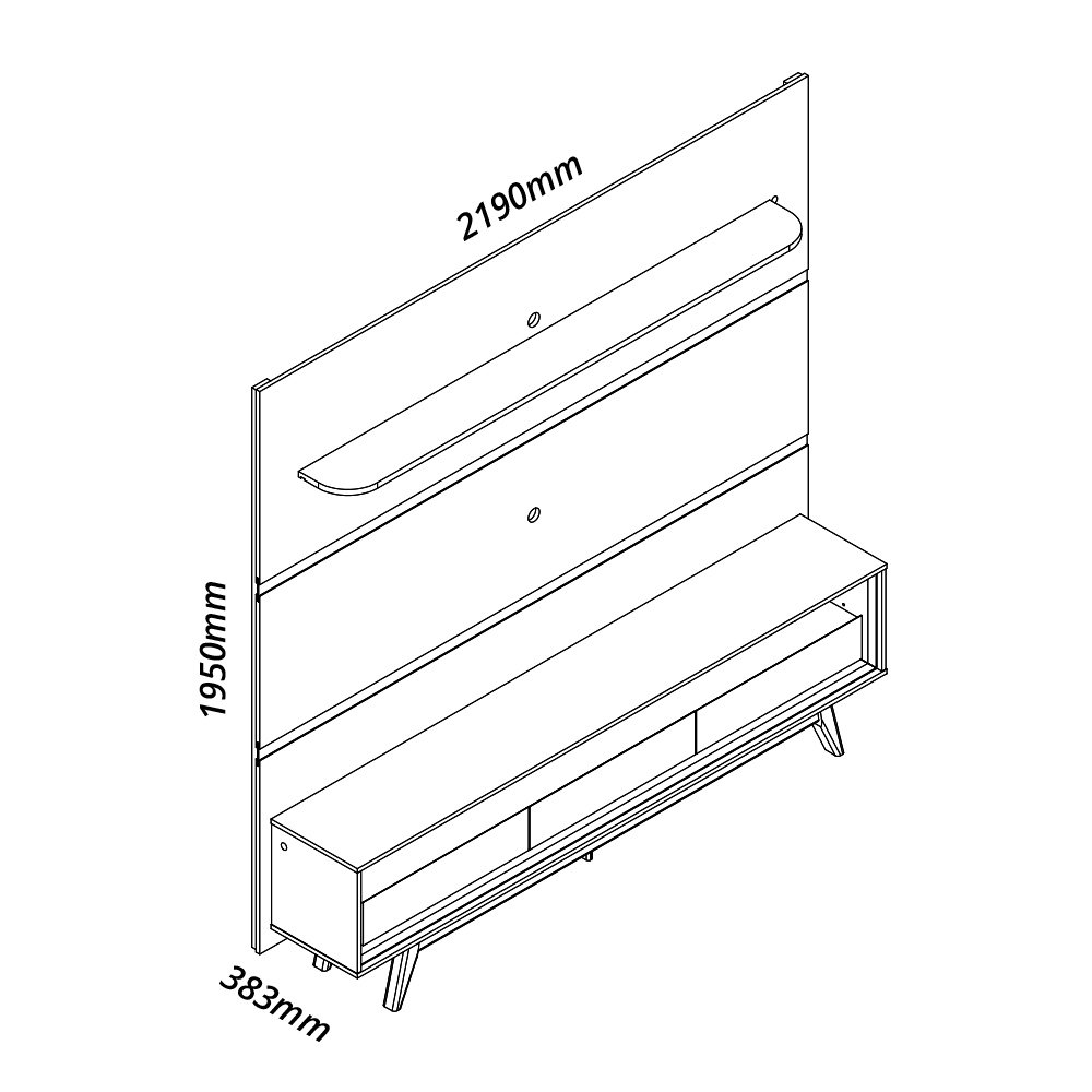 Painel até 85″ Royal 220 Off White + Rack Requinte 212 Off White /Azul – GELIUS - Imagem 3