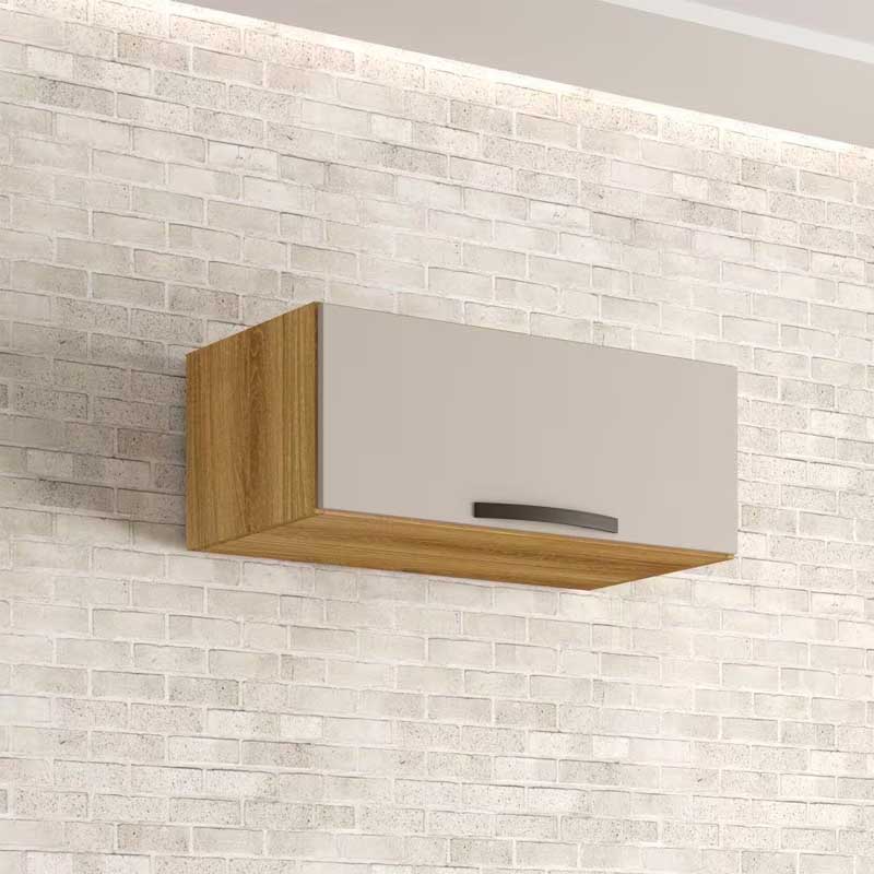 Armário Aéreo Geladeira Cozinha Valência Larg. 0.71m Carvalho/Off White Sallêto