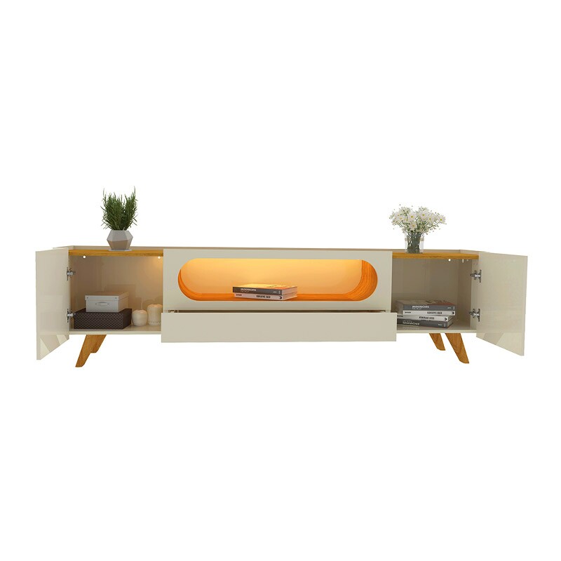 Rack Bancada Nobre Larg.2.10m TV até 70" Off/Naturale Gelius - Imagem 4