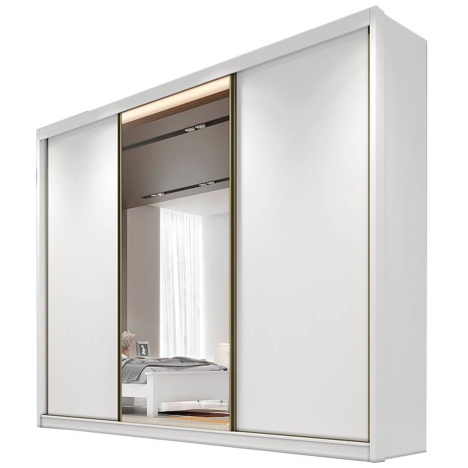 Guarda-Roupa Diamond Plus (1 porta espelhada) 2,412 m Neve - NOVO HORIZONTE - Imagem 3