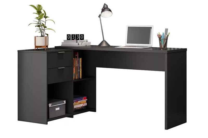 Mesa Office NT 2060 Com 2 Gavetas Preto Notável - Imagem 3