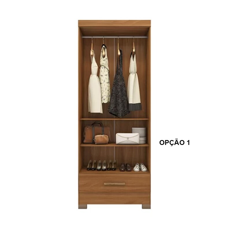 Guarda-Roupa Solteiro Smart Plus 2 Portas 1 Gaveta Larg. 0.85m (GR2123) Cinamomo Com Pés Rodial Móveis - Imagem 3