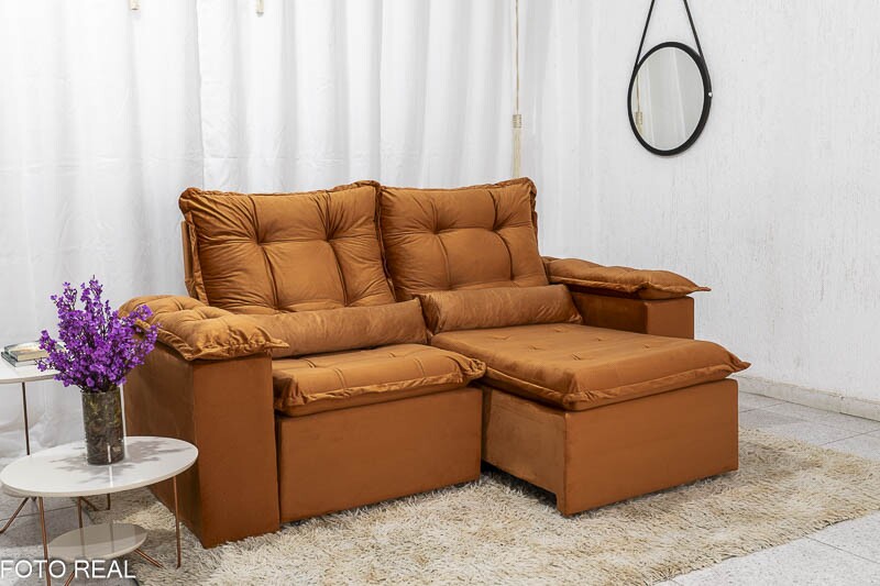 Sofá Retrátil Reclinável 3 Lug. Grécia 2.00m Veludo Cinza - Sem Caixa - Imagem 2