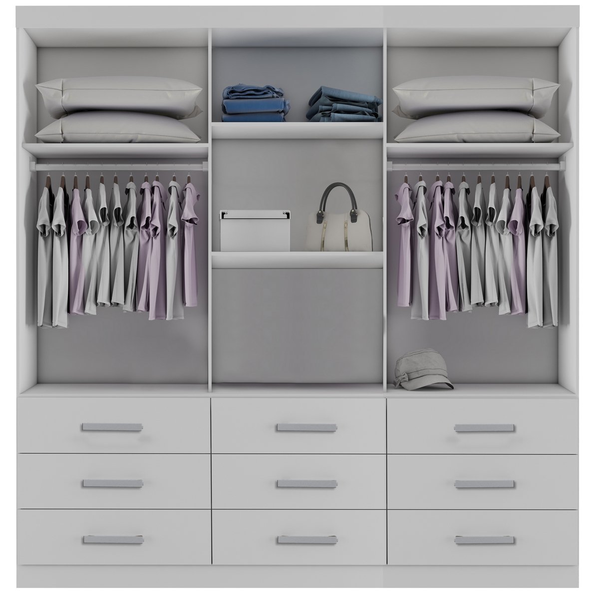 Guarda-Roupa 3 Portas(Sem Pés)Athenas 1,80 m Branco - BIANCHI - Imagem 2