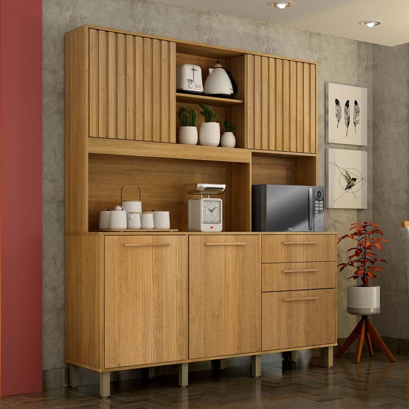Armário Cozinha Diamante 5 Portas 2 Gavetas Larg. 1.63m Cinamomo - Valdemoveis