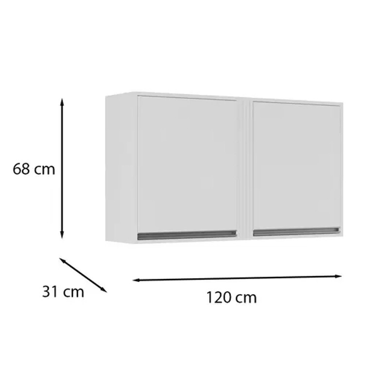 Armário Aéreo Cozinha Pérola 2 Portas Larg. 1.20m Cinamomo/Off Sallêto - Imagem 4