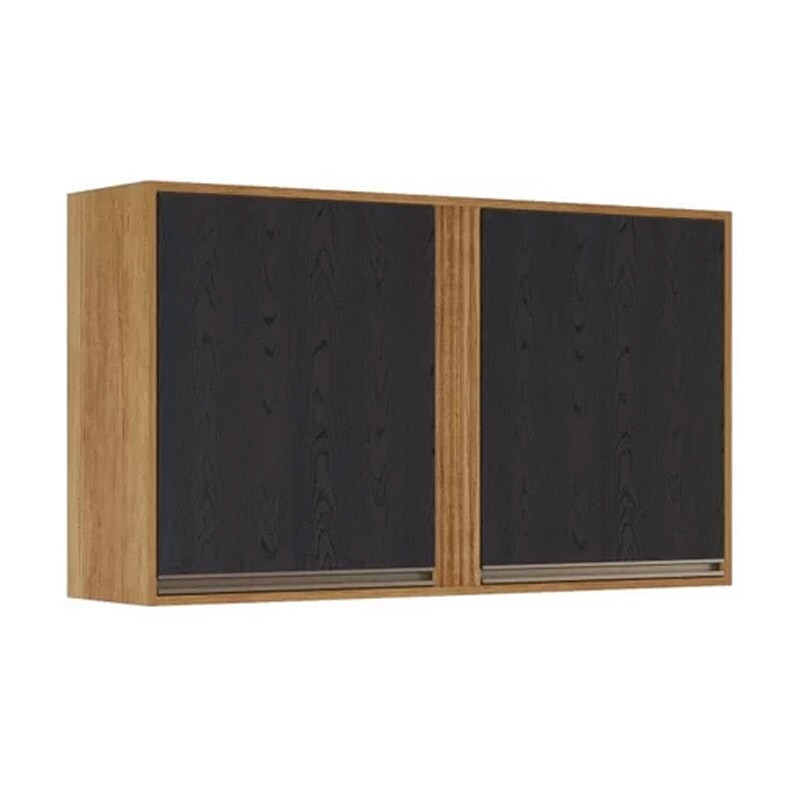 Armário Aéreo Cozinha Pérola 2 Portas Larg. 1.20m Cinamomo/Preto Sallêto - Imagem 3
