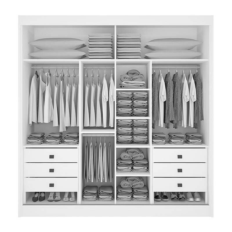 Guarda-Roupa Casal 2 Portas Titanium c/1Espelho MDF Cinamomo/Off Larg. 2.20m D Doro - Imagem 2