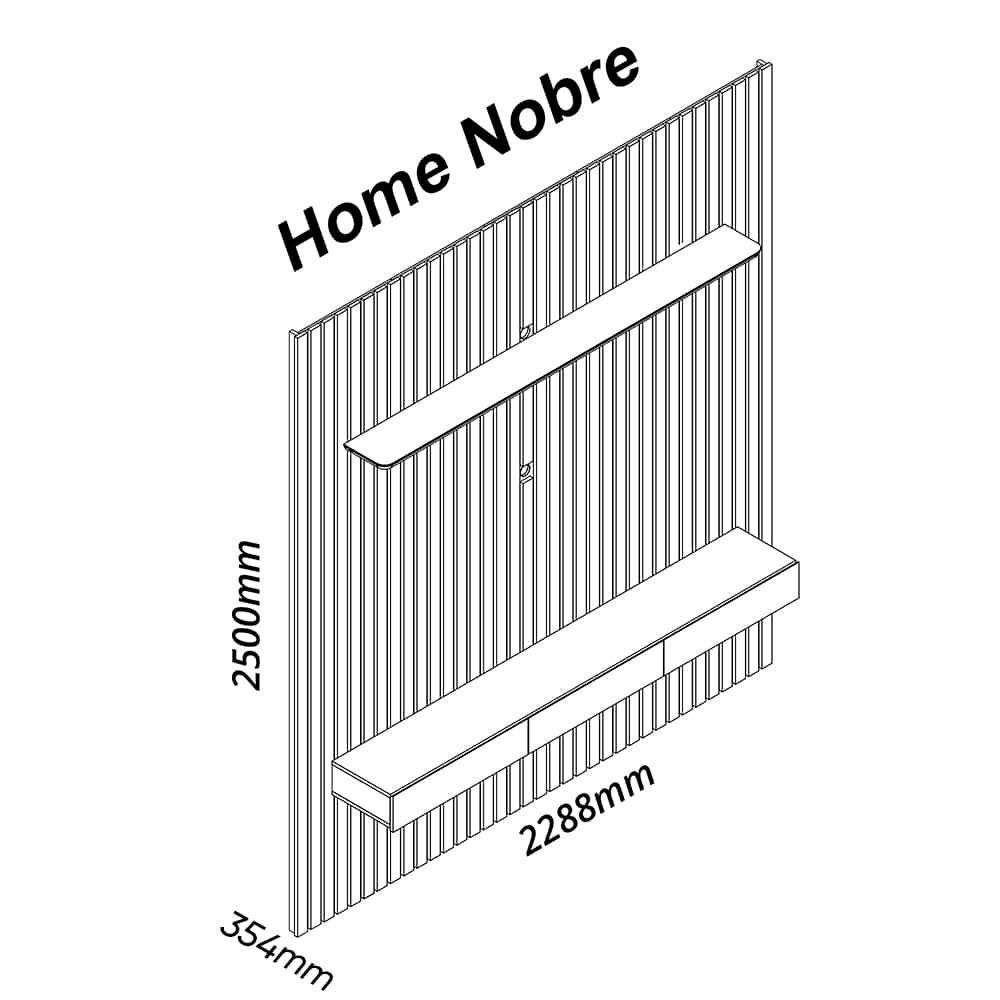 Home até 85" Nobre Ripado 230(Com Nicho) Azul/Off White - GELIUS - Imagem 3