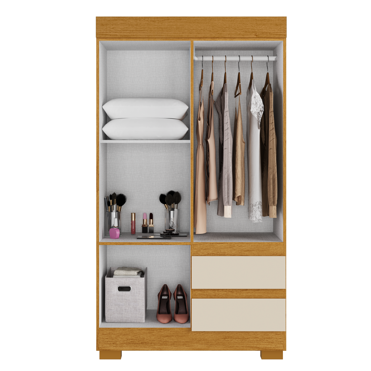 Guarda-Roupa 4 Portas Maya 0,998 m Cinamono/Off White - ACP MÓVEIS - Imagem 2
