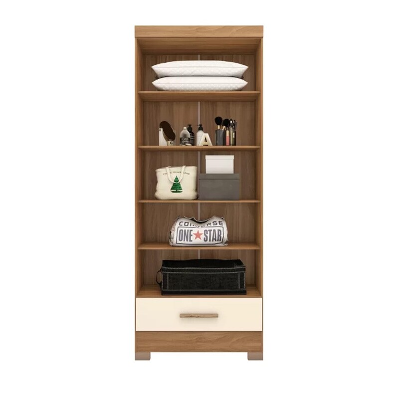 Guarda-Roupa Solteiro Solteiro Smart Plus 2 Portas 1 Gaveta Larg. 0.85m (GR2123) Cinamomo/Off Com Pés Rodial Móveis - Imagem 9