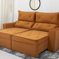 Sofá Retrátil e Reclinável 3 Lugares Moscou 2.00m Veludo Terracota A62