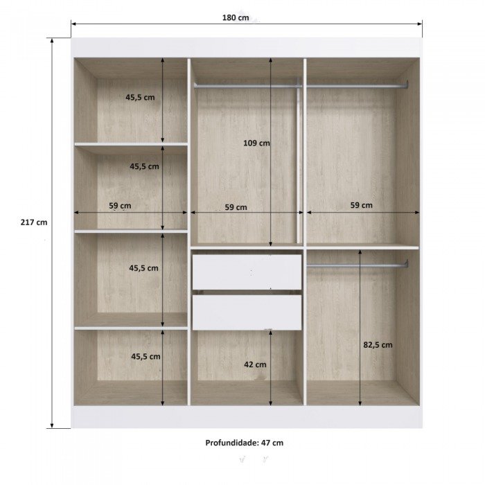 Guarda-Roupa 6 Portas New York 21706 1,80 m Castanho/Nude – DORIPEL - Imagem 4