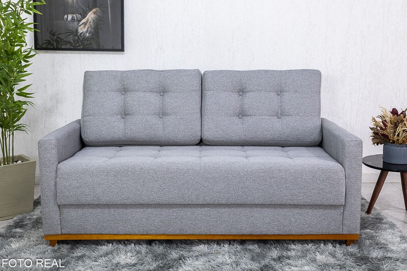 Sofá 3 lugares Living Áustria 1.70m Linho Cinza A59 - Imagem 2