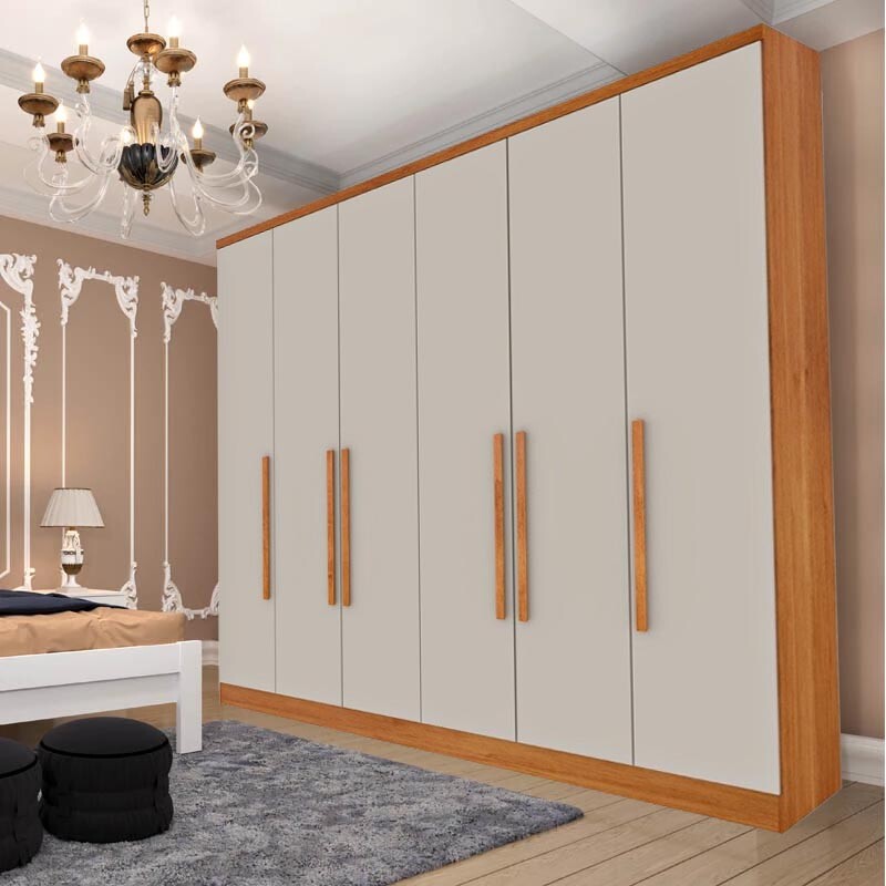 Guarda-Roupa Casal 6 Portas 4 Gavetas Veneza Larg. 2.39m Cinamomo/Off Tcil